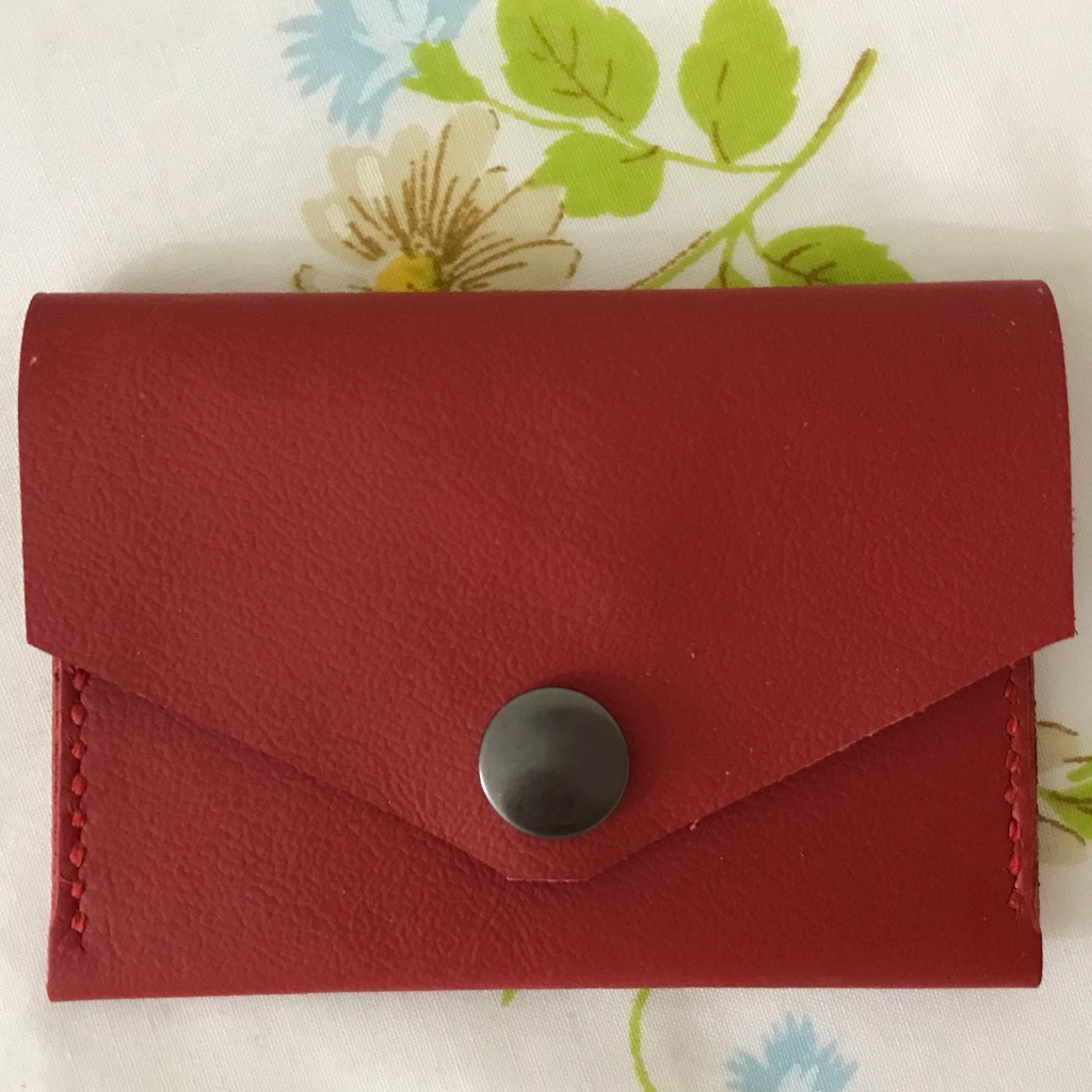 Handmade Red Leather Wallet Card Holder